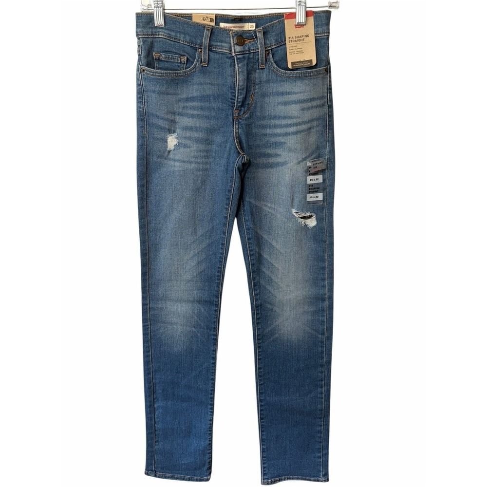 Levi's Women's Skinny Jeans in Faded Blue with Distressed Detail